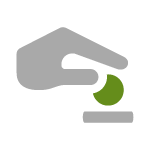 Icon image of hand depositing coin